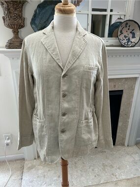 Pas de Calais Fine Linen Convertible Button-Up Jacket